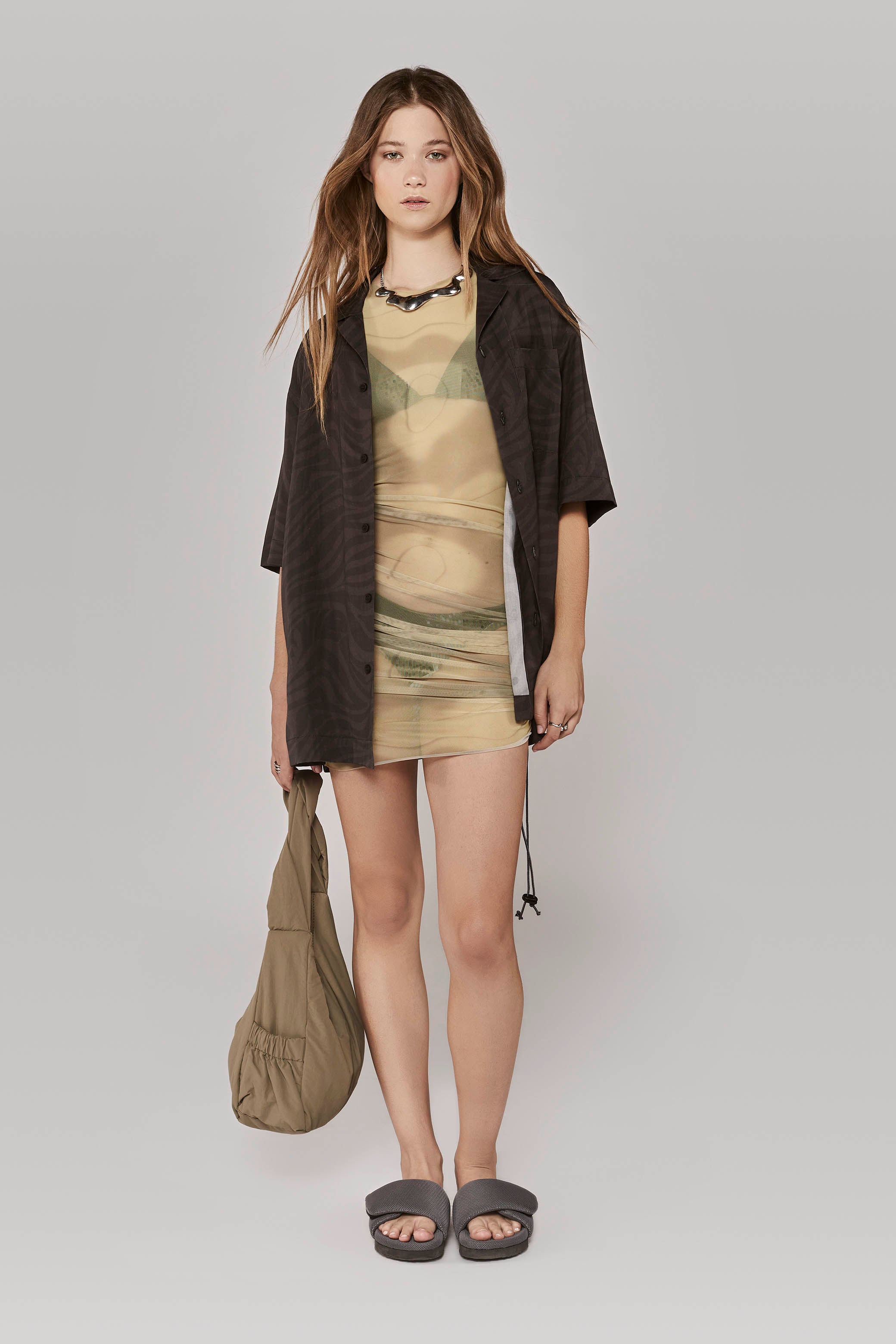 MESH DRESS / CAMO CAMEL